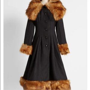Collectif retro vintage fur swing coat heavy winter xl